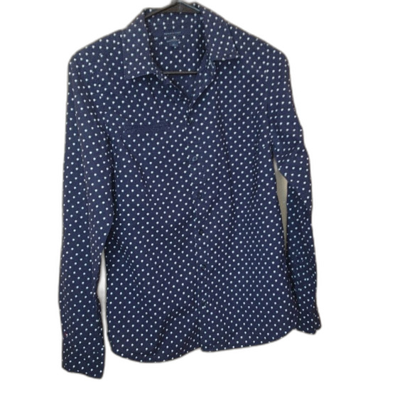 Tommy Hilfiger Tops - Tommy Hilfiger Blue Polka Dot Relaxed Fit Long Sleeve Button Down Collar Shirt S